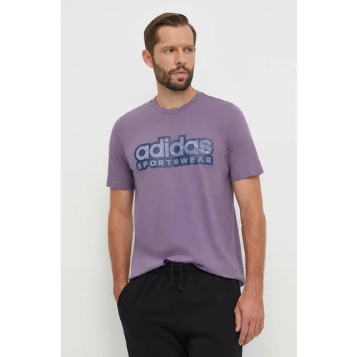 Adidas Bombažna kratka majica moški, vijolična barva