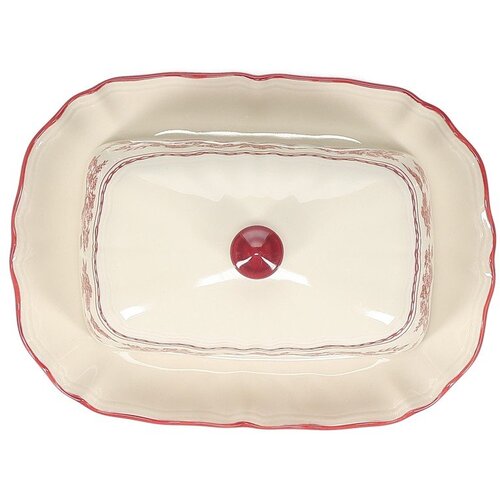 S|P Collection Bordo rdeča/slonoko&amp;scaron;čena porcelanasta posoda za maslo Cyril &amp;ndash; Slike