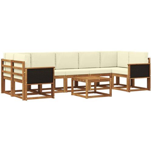 vidaXL Zunanja garnitura za sedenje z blazino 6 pcs Naravna in smetana, (5000280491) Cene