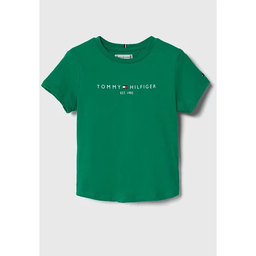 Tommy Hilfiger Otroška bombažna kratka majica zelena barva