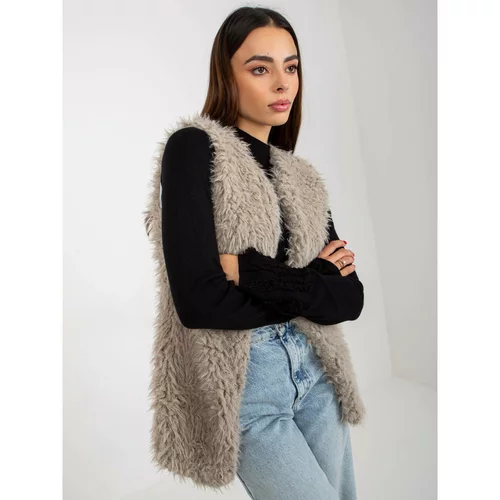 Fashion Hunters Light gray fur vest with pockets from Hallie