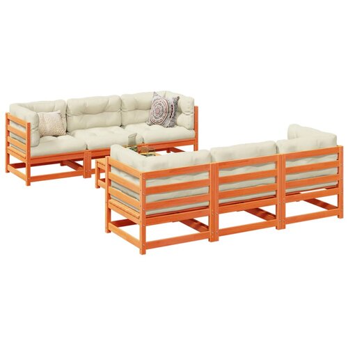 vidaXL 7-dijelni set vrtnih sofa s jastucima voštano smeđi od borovine Cene