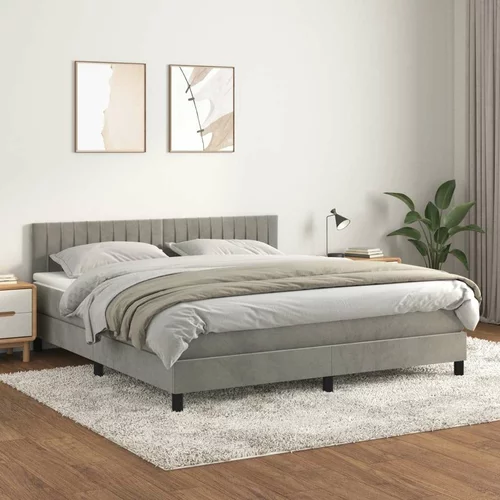  Box spring postelja z vzmetnico svetlo siva 160x200 cm žamet, (20790972)
