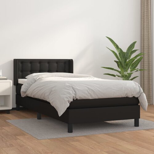 The Living Store Box spring postelja z vzmetnico črna 90x200 cm umetno usnje - Box Spring Postelja, (21517703) Slike