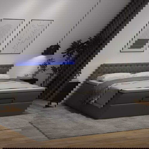 vidaXL Otomanski okvir kreveta s madracem sivi 140x200cm umjetna koža Cijene