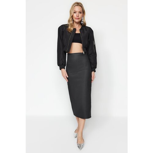 Trendyol Black Coated Midi Pencil Skirt Slike