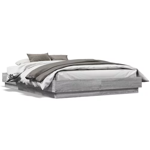  Okvir kreveta s LED svjetlima siva boja hrasta 120 x 190 cm