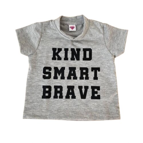 Divars Majica za dečake sa &scaron;tampom Kind smart brave, Siva Cene