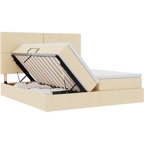  Krevet s od storage s uzglavljem Krema 200 x 200 cm Lažna koža Slike