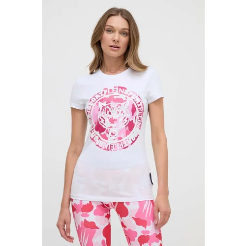 Plein Sport Pamučna majica za žene, boja: ružičasta
