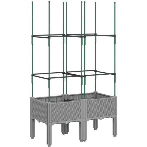 Maison Chic Cvetlično korito - Cvetlični Lonec z oporno mrežo svetlo sivo 80x40x142,5 cm PP, (21790571) Slike