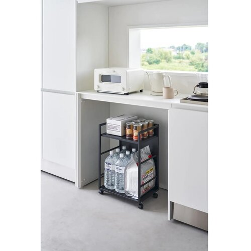 YAMAZAKI Črn kovinski regal na kole&amp;scaron;čkih 42x60 cm Tower &amp;ndash; Slike