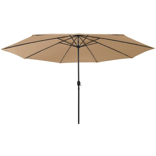 vidaXL Vrtni suncobran LED s metalnim stupom 400 cm smeđe-sivi Cijene