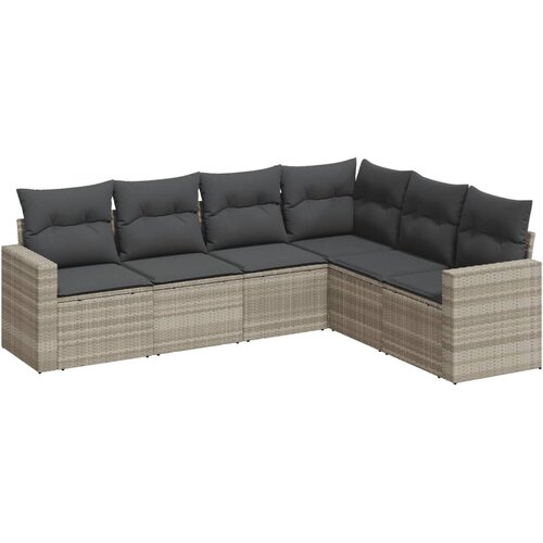 vidaXL 6-dijelni set vrtnih sofa od poliratana s jastucima svjetlosivi Cene