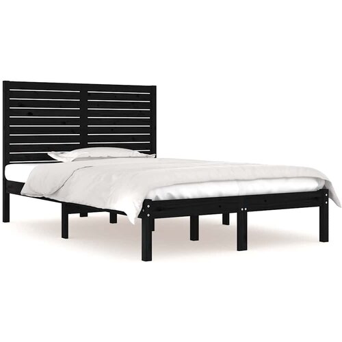  Okvir za krevet od masivnog drva crni 140 x 190 cm Slike