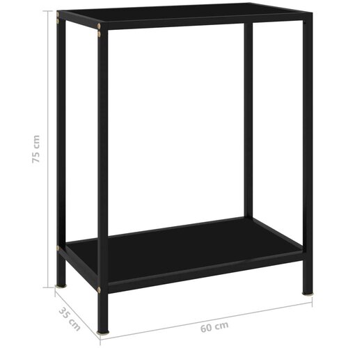  Konzolni stol crni 60 x 35 x 75 cm od kaljenog stakla Slike