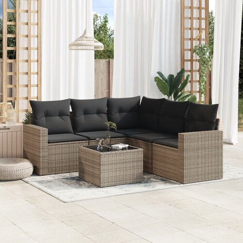 vidaXL 6-dijelni set vrtnih sofa od poliratana s jastucima sivi Cijene