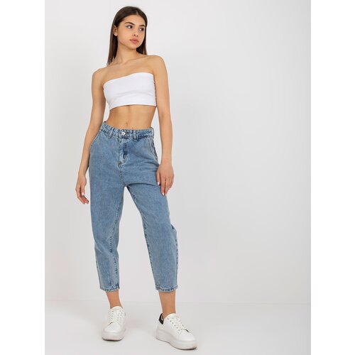 Fashion Hunters Women&amp;#039;s blue jeans with high waist Slike