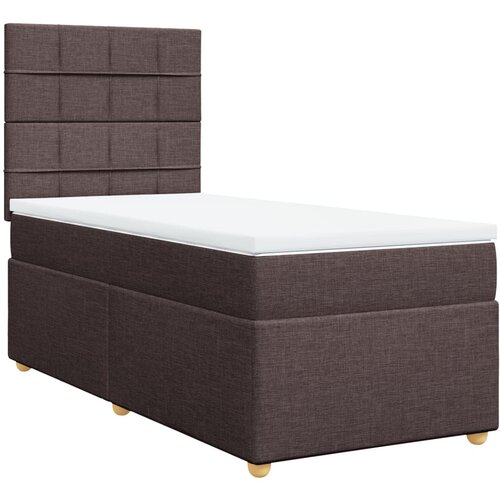 vidaXL Box spring postelja z vzmetnico temno rjava 90x200 cm blago, (21291329) Cene