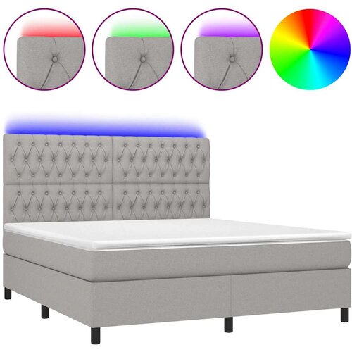 box spring s madracem LED svjetlosivi 160x200 cm tkanina Slike