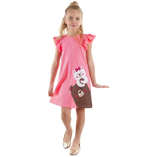 Denokids Teddy Bear Girls Pink Dress