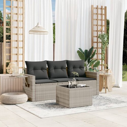  4-dijelni set vrtnih sofa s jastucima svijetlosivi poliratan Cene