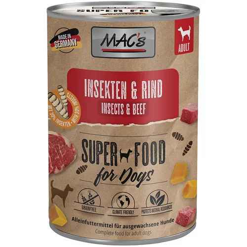 MAC's mokra hrana za pse z žuželkami 6 x 400 g - žuželke in govedina