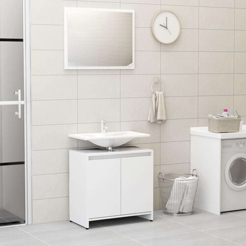 VidaXL 3-dijelni set kupaonskog namje&amp;scaron;taja od iverice bijeli Slike