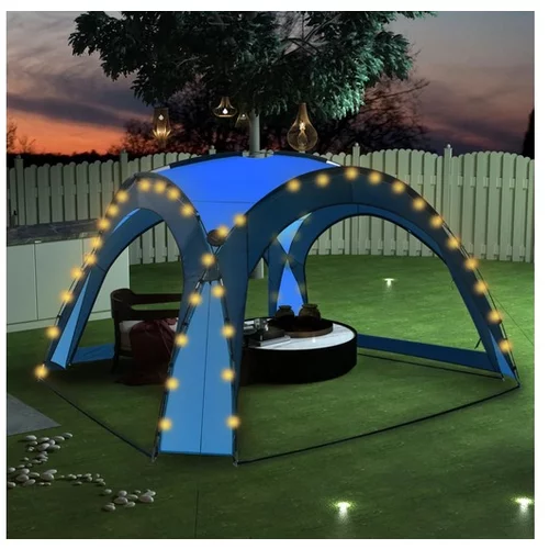  vrtni šotor z LED lučmi in 4 stranicami 3,6x3,6x2,3 m moder