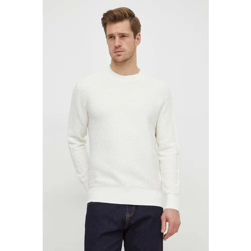 Armani_Exchange Bombažen pulover bež barva