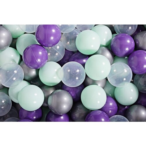 MeowBaby Set plastičnih žogic, 7 cm, 50 kos: Purple/Mint/Silver/Transparent, (21333632) Cene