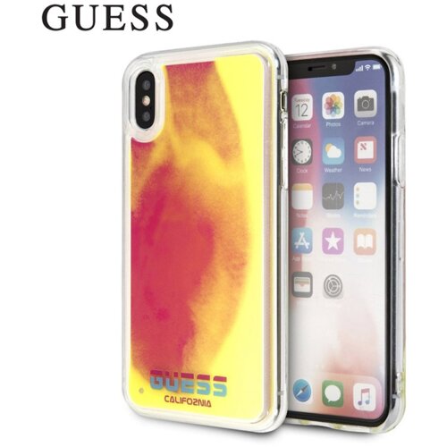 Maska Guess Faceplate Liquid za iPhone X/XS roze-žuta Slike