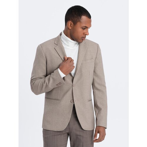 Ombre Men's elegant jacket with decorative buttons on cuffs - beige Cijene