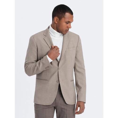 Ombre men's elegant jacket with decorative buttons on cuffs - beige Cene