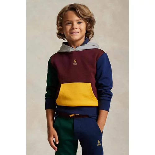 Polo Ralph Lauren Otroški pulover bordo barva, s kapuco