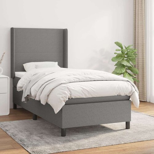  Box spring postelja z vzmetnico temno siva 90x200 cm blago, (20791590) Slike