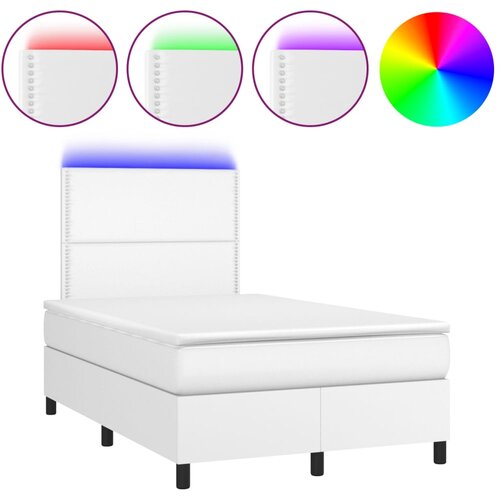  box spring s madracem LED bijeli 120x200 cm umjetna koža Slike