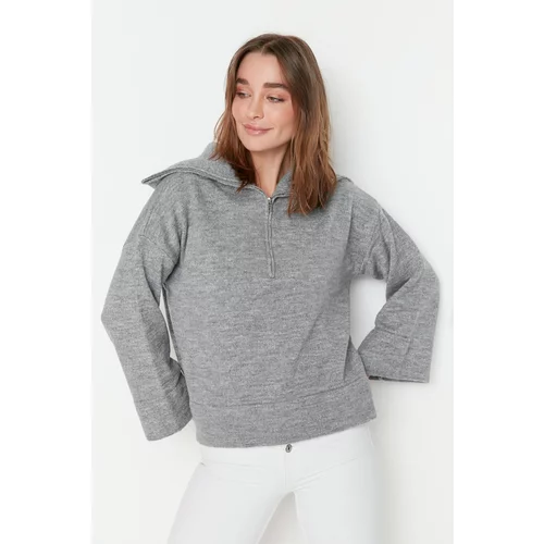 Trendyol Gray Wide fit Soft Textured Basic Knitwear Sweater