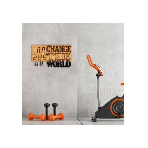 WALLXPERT dekorativni drveni zidni pribor change the world Cene