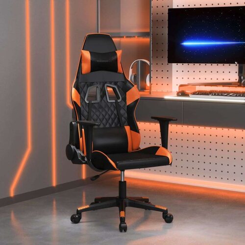  Gaming stol črno in oranžno umetno usnje, (21378616) Cene