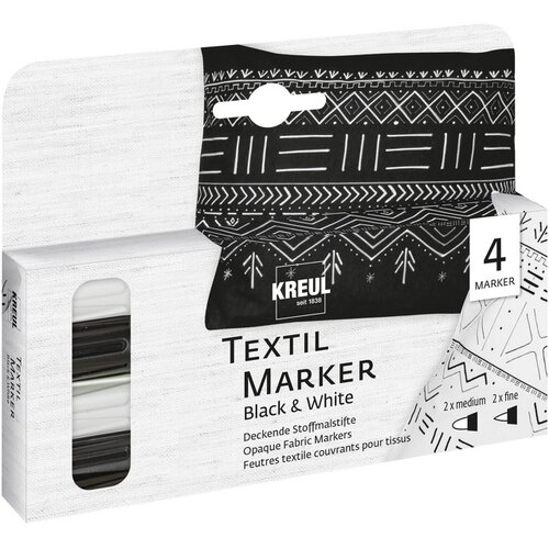  Markeri za tekstil Black and White 4 kom - KREUL (Flomasteri) Cene