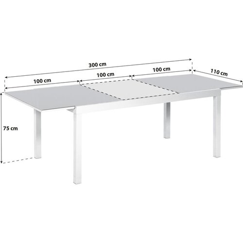 Gardenson Raztegljiva Vrtna Miza Ambia, Steklo, Aluminij, 200-300x110 Slike