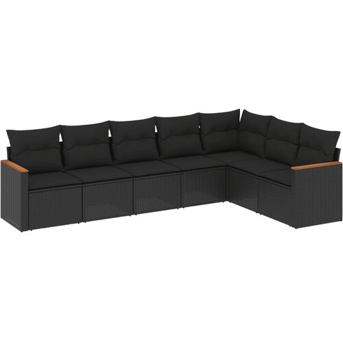 Maison Chic Seti vrtnega pohi&amp;scaron;tva - Vrtna garnitura - Vrtni pohi&amp;scaron;tvo set 7-delna z blazinami črn poli ratan, (21801482) Slike