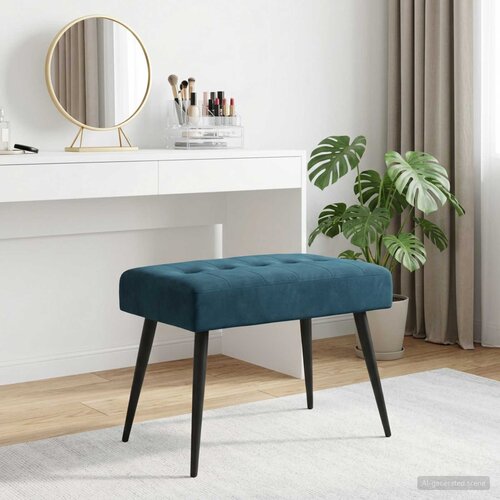  Klupa s gumbastim tkanjem Plava 60 x 40 x 45 cm Bar&amp;scaron;un Slike