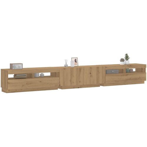TV ormarić s LED svjetlima Artisan hrast 300x35x40 cm Cene