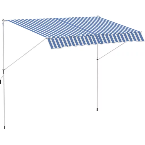 Outsunny senčnik z ročajem na ročico, teleskopski kovinski okvir in poliestrski senčnik 300x150cm, (20708539)