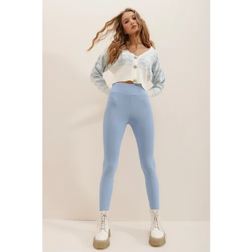 Trend Alaçatı Stili Leggings - Blue - High Waist