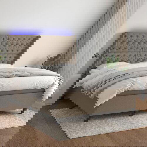  The Living Store Box spring postelja z vzmetnico LED taupe 140x200 cm blago - Box Spring Postelja, (21501162) Slike