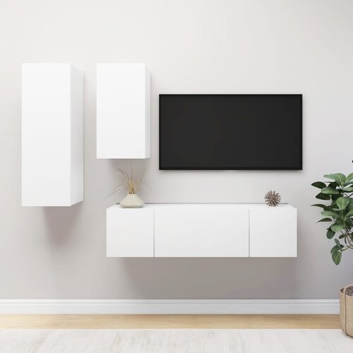 4-dijelni set TV ormarića bijeli od konstruiranog drva Cene