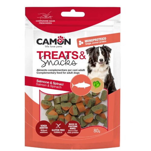 Camon Treats&Snacks posladek majhni srčki, losos in &scaron;pinača - 80 g Cene